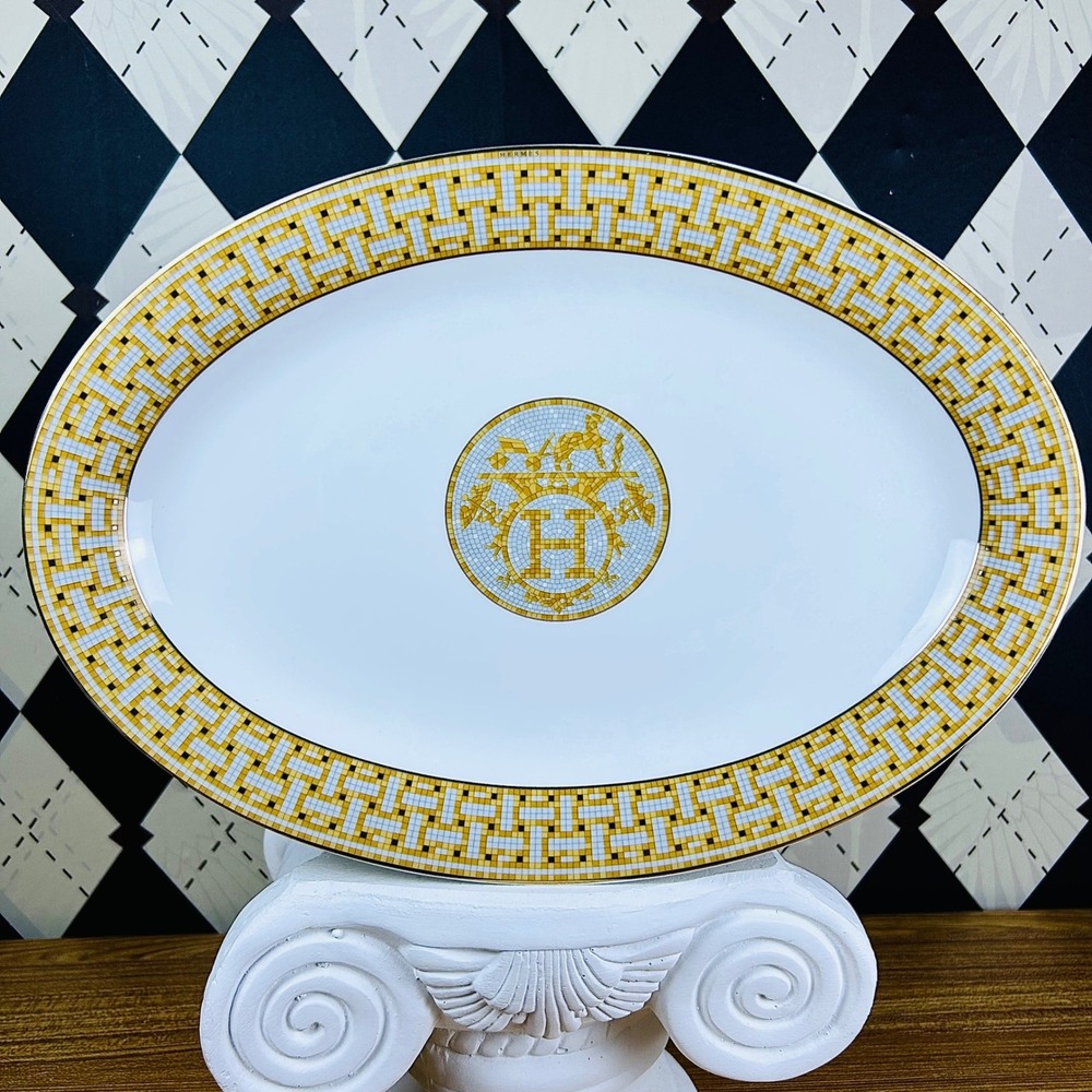 Hermès Mosaique au 24 Oval Porcelain Serving Platter